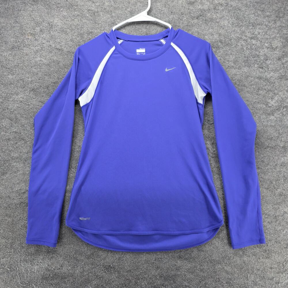 Nike Dri-FIT Shirt Womens S Purple Crew Neck Long Sleeve Moisture Wicking